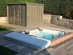 Wellnessanlagen nach Wunsch: Der versenkte Whirlpool «Riviera» ist eine Neuheit im Sortiment der Fitness Partner AG. Das Familienunternehmen aus der Ostschweiz ist seit 1969 Ansprechpartner für massgefertige Wellnessanlagen. Die Fachleute mit eigener Schreinerei sind auch nach der Montage immer für ihre Kunden da. Fitness Partner AG.