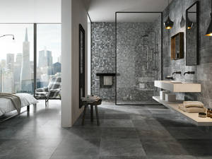 XXL Grossformatplatten «Urban Great», Keramik in Steinoptik aus der Serie «Mile Stone black», Plättlimaxx.