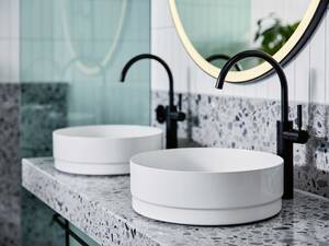 Die Waschtischschale «Nueva», entworfen von Designer Werner Aisslinger, besticht durch klare und elementare Formen aus nachhaltiger Stahl-Emaille. Kaldewei Schweiz GmbH.