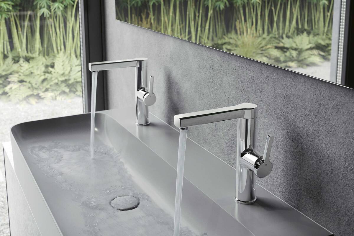 Das feine und gradlinige Design der «KWC Ava 2.0» lässt unterschiedlichen Stilrichtungen Raum. Das hochwertige Finish sorgt für eine langlebige Oberfläche. KWC Group AG.