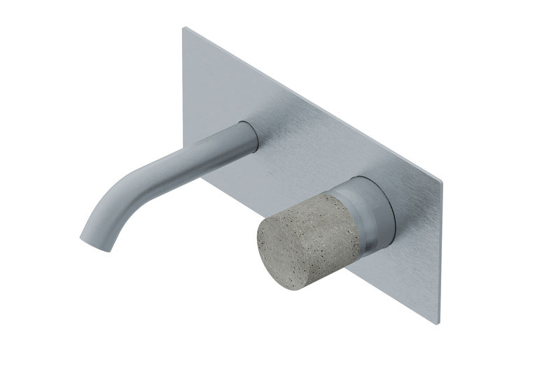 Sogar bei den Bad-Armaturen brauchen Betonfans nicht auf den Baustoff zu verzichten: In Zusammenarbeit mit einem italienischen Hersteller greift Dade Design das für Armaturen ungewohnte Material auf und kombiniert gebürsteten Edelstahl mit Hochleistungsbeton aus der Schweizer Manufaktur.