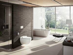 Dem LaPreva «P2» sieht man nicht an, was sich hinter dem schlichten Design verbirgt. Alle Hightech-Elemente sind unsichtbar in die spülrandlose Vollkeramik integriert – zum Beispiel die Hygieneprogramme zur thermischen Reinigung sowie zur automatisierten Entkalkung. LaPreva AG.