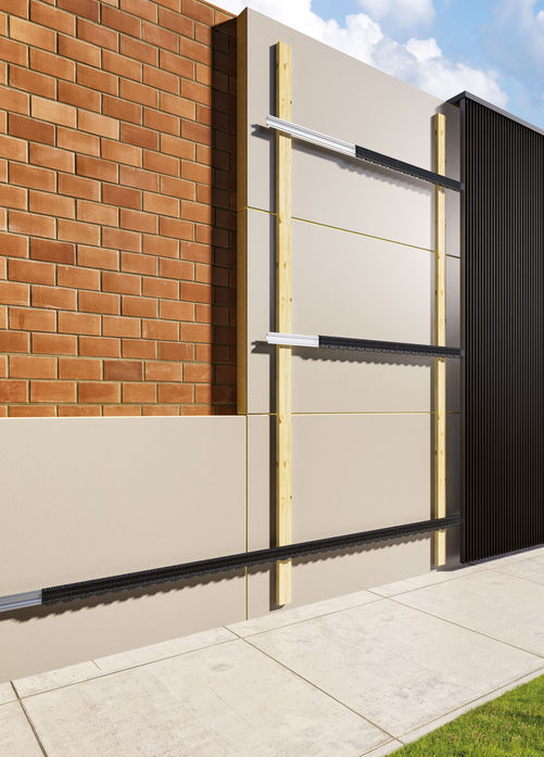 «Linarte»-Systemaufbau vor einer tragenden Wand.