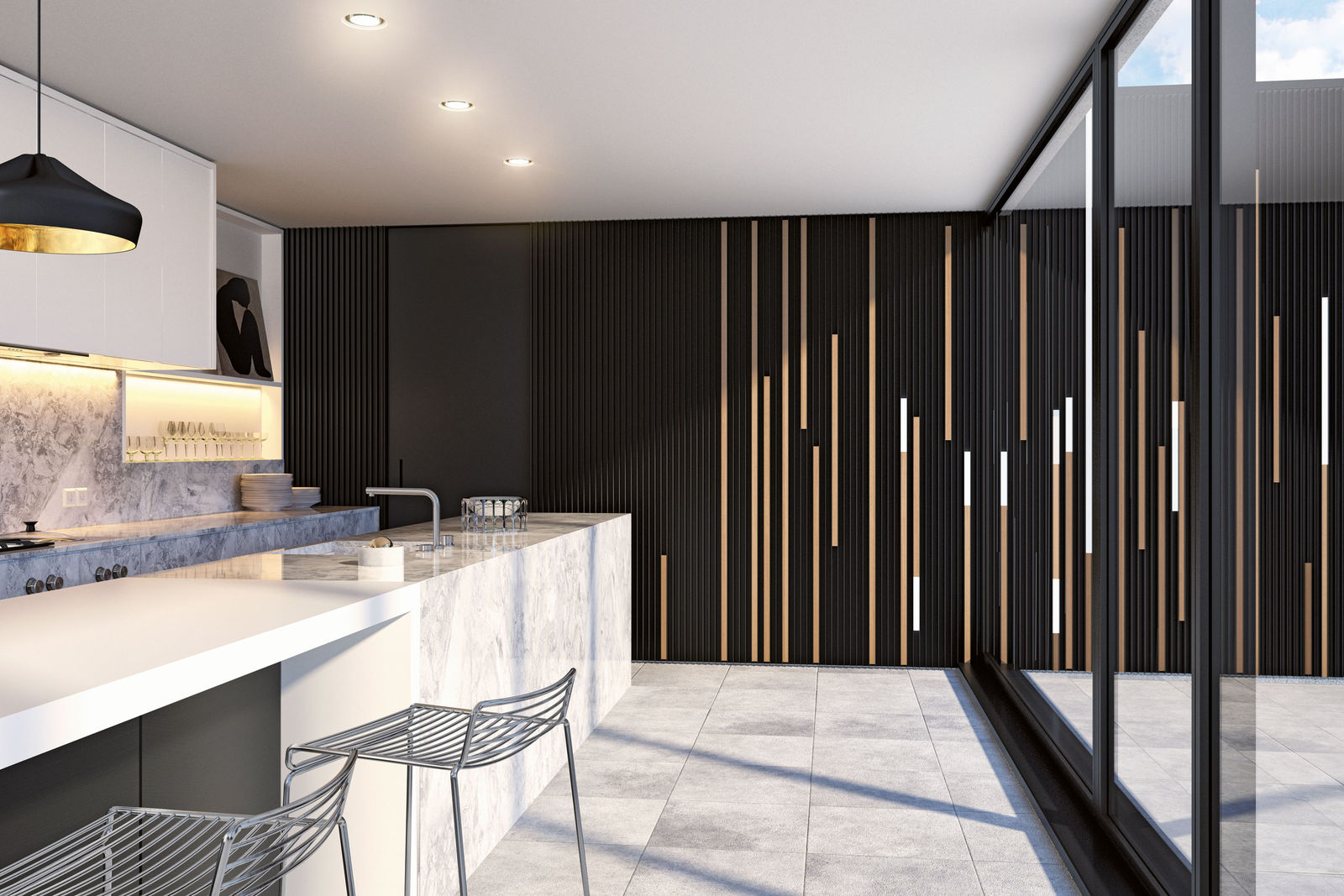 Holz- und LED-Streifen können nach Belieben integriert werden.