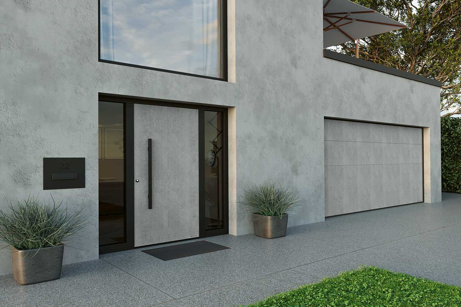 Die Fassade eines Hauses bietet nicht nur Sicherheit und Komfort, sondern prägt auch sein Erscheinungsbild. Tor und Tür im Partnerlook zu gestalten, ist möglich. Die neuen Garagen-Dekore von Hörmann sind nämlich auf die der Aluminium-Haustüren «ThermoSafe» abgestimmt. Moderne Designs wie Zement, Rusty Patina, Wildeiche, Stadelholz und Stadelholz grau werden detailgetreu auf Toren und Türen übertragen. Dank innovativer Technologie sind sie kratzfest, schmutzabweisend und UV-beständig. Hörmann Schweiz AG über Harder & Co. AG, www.hardertore.ch