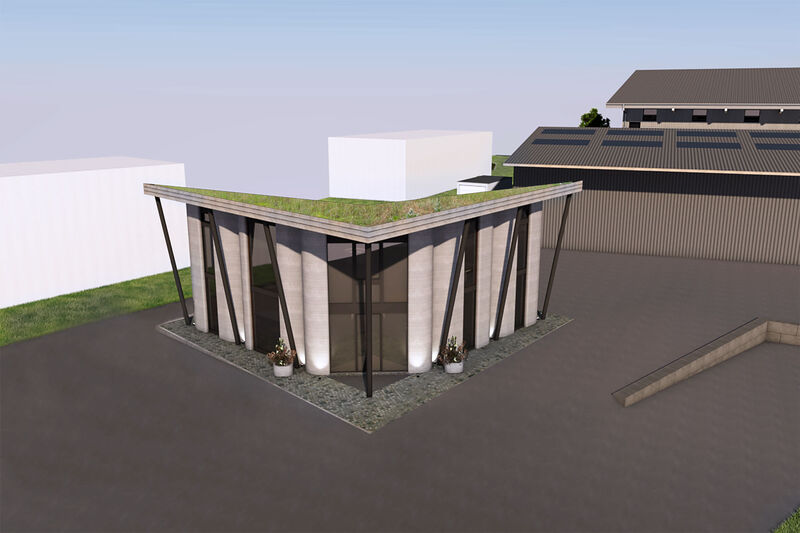 Der Entwurf «SAPHIR» überzeugte die Kobelt AG. Das neue Bemusterungszentrum wird mit dem 3D-Betondrucker gebaut.