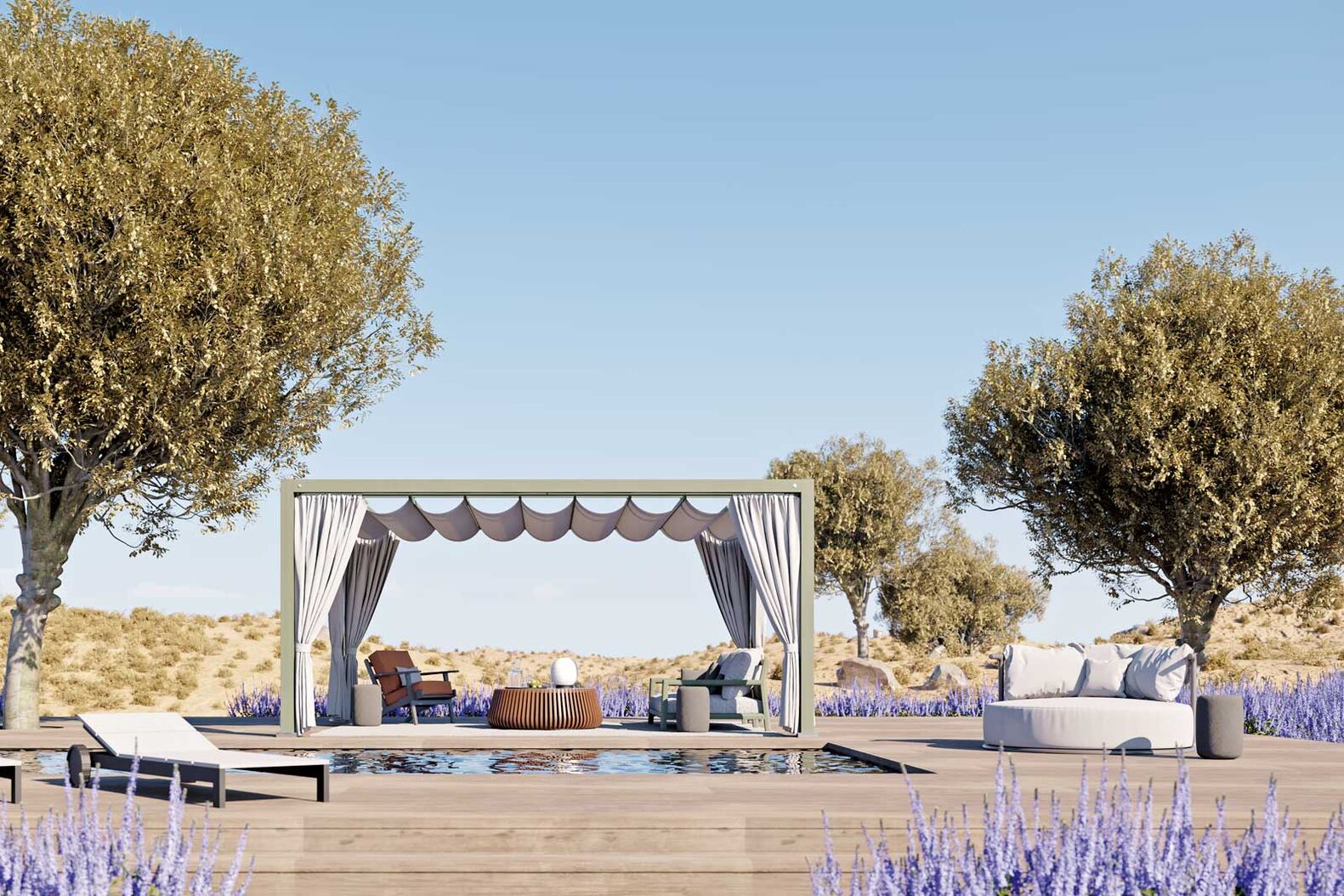 Sonnenschutz ist Lebensqualität. Wetterschutz für Terrassenmöbel und die Gartenlounge bedeutet Nachhaltigkeit. Gelingt mit dem Outdoor-Pavillon «Unosider». Softub Schweiz AG, www.meinschattenspender.ch