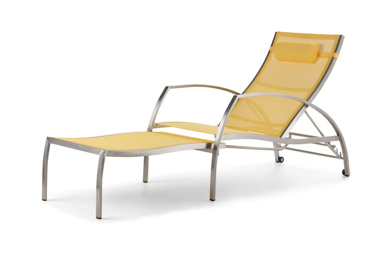 Liege «Victoria» mit Rädern in der Trendfarbe Gelb.