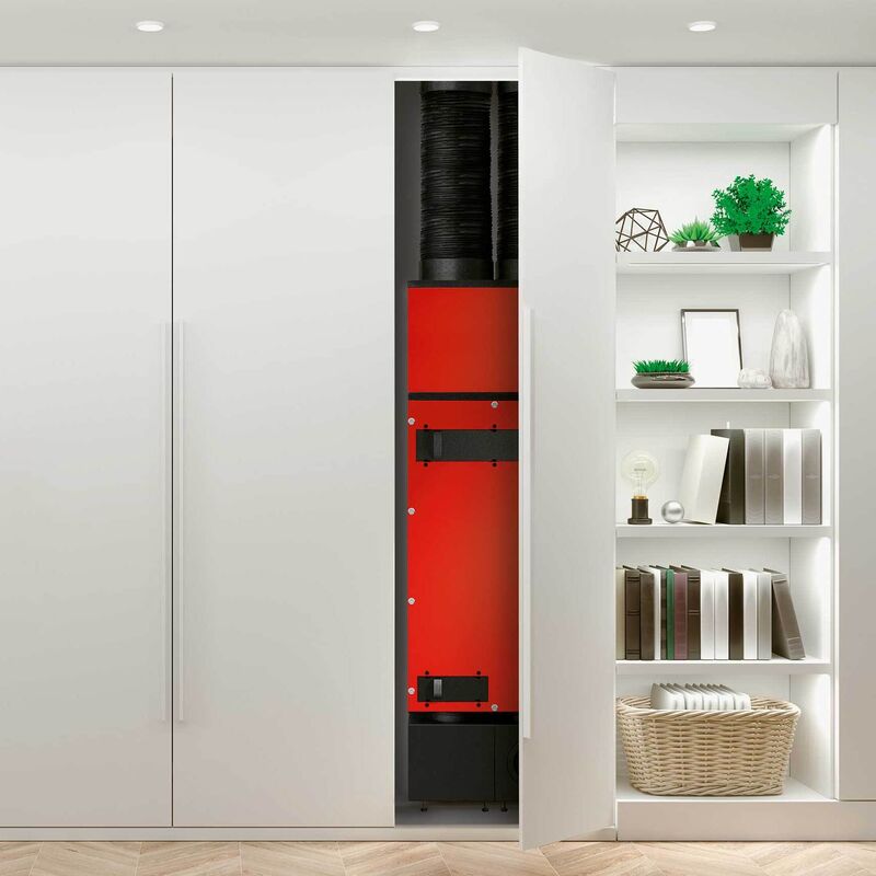 Das Komfortlüftungsgerät kann auch im Wandschrank eingebaut werden.