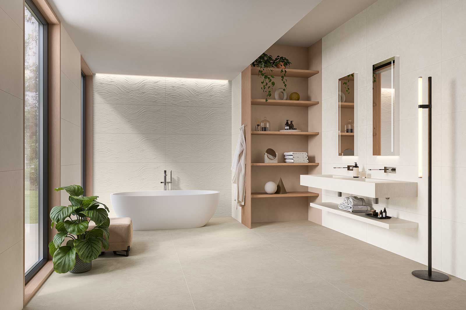 Der italienische Architekt Matteo Brioni schuf mit «Boost Natural Pro» eine Verbindung aus Feinsteinzeug und Keramik, welche die Schönheit der rohen Erde hervorhebt. Die Boden- und Wandfliesen sind auch mit einem 3D-Effekt erhältlich. www.maxxpark.ch