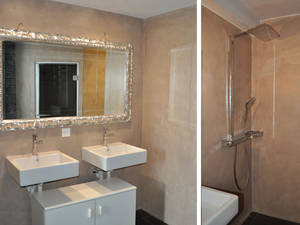 Fugenlos für Wand und Boden: Das fugenlose Schweizer Beschichtungssystem «Florox» eignet sich für Wand und Boden, Neubau- und Sanierungsprojekte gleichermassen. Das Material kann in den meisten Fällen direkt auf eine bestehende Oberfläche aufgetragen werden, ohne kostenintensiven Rückbau. Die geringe Einbauhöhe sowie die praktisch staubfreie und schnelle Verarbeitung sind besonders bei Renovationsprojekten von Vorteil. Mit der vielfältigen Kombination von Farben und Texturen bietet «Florox» einen grossen individuellen Gestaltungsspielraum. Xorrox AG.