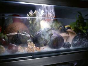 Mit dem Frische-Kick: Die neuen Kühlgeräte sind in mehr als einer Hinsicht cool: Das «PerfectFresh Active»-System verwöhnt Gemüse mit dem Frische-Kick: Feiner Sprühnebel legt sich auf den Inhalt der Frischeschublade und schützt Qualität und Vitamine. Bis auf die Einstiegsmodelle sind alle Geräte per WLAN vernetzbar. Miele AG.