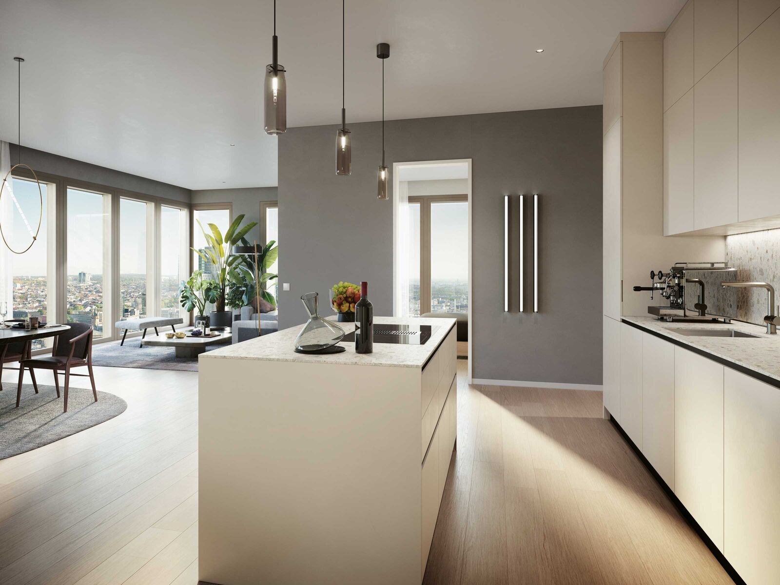 Die Wohnungen in den vier geplanten Hochhäusern können mit gehobenen Orea-Küchen und Einbaumöbeln ausgestattet werden.